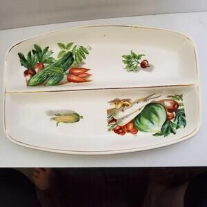 Vintage Japan Divided Vegetable or Relish Serving Dish 8.5 x 6"